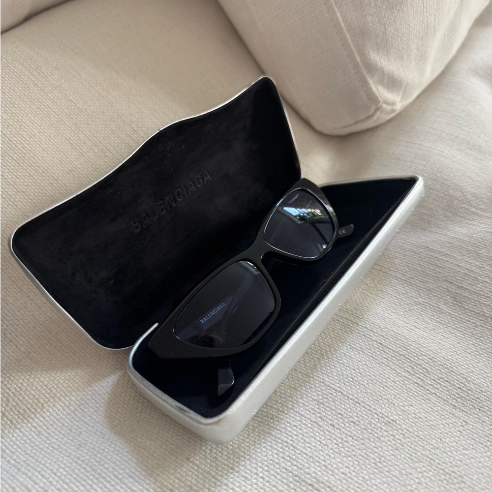 Balenciaga Black Rectangular Sunglasses